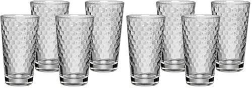 WMF CoffeeTime Longdrinkgläser Set 4-teilig, Gläser 275ml mit Wabenmuster, Latte Macchiato, Cocktail, hitzebeständiges Kristallglas, spülmaschinengeeignet (Packung mit 2)