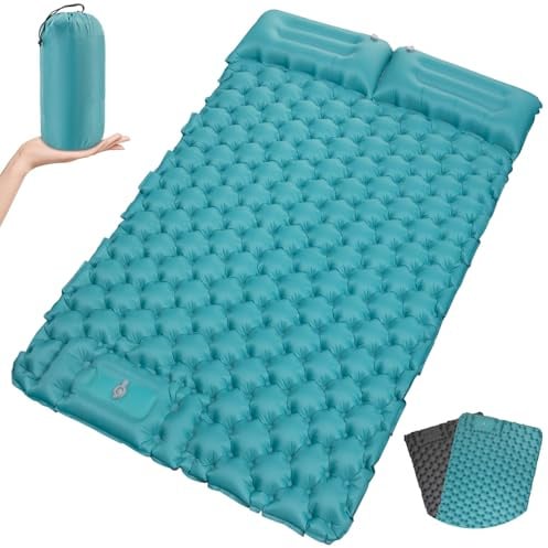 Satisure Camping Isomatte Aussen Wasserdicht mit Fußpresse Pumpe | 2 Personen, Ultraleicht Luftmatratze Outdoor, Camping Matratze, Aufblasbarer Wasserhängematte