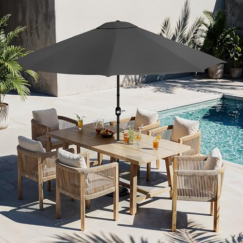 LUE BONA Parasol de Jardin 300cm-Parasol Inclinable avec 8 Baleines Cadre en Métal Protection Solaire,Protection UV 50+ pour Jardin Terrasse Patio Piscine Plage Balcon