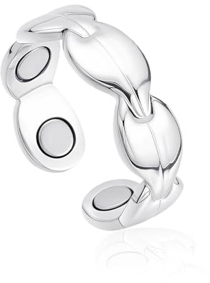 Zecimi Magnetring Silber, Damen Herz/Blume Vital Ring mit Magnetkraft | Anti Stress Ring für Damen Mädchen, Offen Verstellbar Magnet Ring zur Gewichtsabnahme, Mode Fidget Ring zur Förderung Schlaf