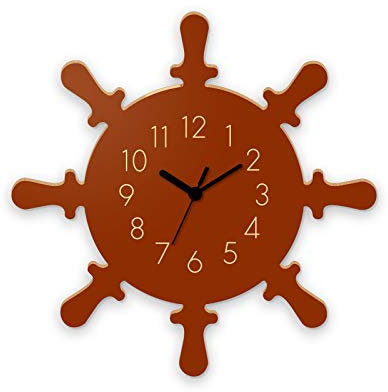 Wanduhr Steuerrad-Braun, Kinderuhr, Uhr für Kinderzimmer