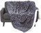 Homescapes Samt Kuscheldecke dunkelgrau 160x200 cm, Sherpa Fleece Wohndecke Felloptik, graue Tagesdecke geometrisch Gemustert