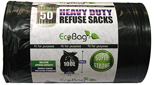 EcoBag 50 Heavy Duty Refuse Sacks 100 L (Pack of 6)
