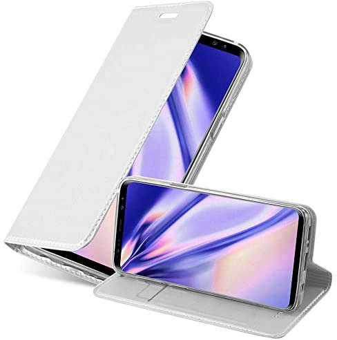 Cadorabo Hülle kompatibel mit Samsung Galaxy S9 aus Premium Kunst Leder Flip Klappbare Stoßfeste Magnetische [Standfunktion] [Kartenfächern] Cover Hülle für Galaxy S9 Tasche in Silber