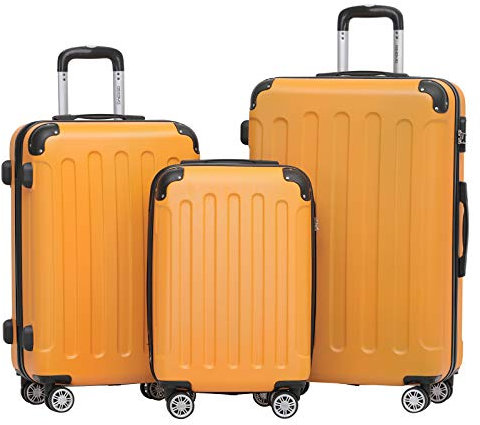 BEIBYE 2045 Zwillingsrollen 3tlg. Reisekoffer Koffer Kofferset Trolleys Hartschale in 14 Farben (Orangen)
