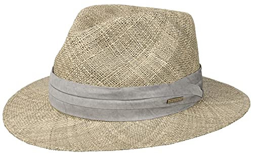 Stetson Caney Seagrass Traveller - Herrenhut aus Stroh - Sonnenhut mit elegantem Garniturband - Aus Stroh - Unifarbener Strohhut Frühjahr/Sommer Natur M (56-57 cm)
