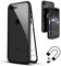 QLTYPRI iPhone 7 iPhone 8 Case, Magnetic Adsorption Metal Case Aluminum Bumper 9H Tempered Glass Back Cover [NO Screen Protector] Ultra Slim Case for iPhone 7 8 - Clear Black