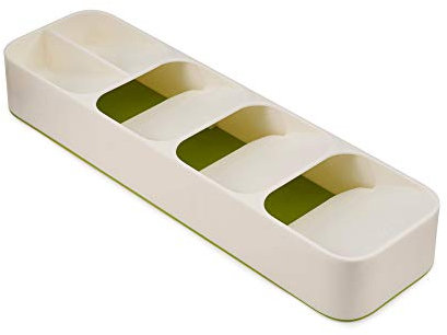Joseph Joseph - Range Couvert pour Tiroir Compact, Organisateur de Tiroir, Blanc/Vert, 5,7 x 39,5 x 11 cm