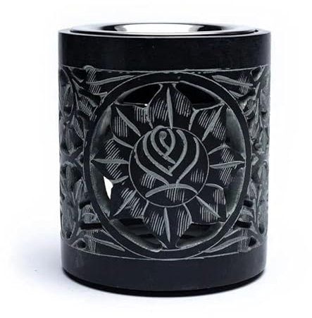 Rauchergefäß - Duftlampe Speckstein schwarz - 600 g