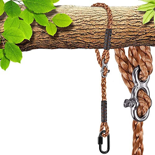 SELEWARE 150CM Schaukel Befestigung Seil Hängematte - Verstellbares Seil Baumschaukel mit Karabiner Hängesessel Aufhängung Hält 453KG Schaukelaufhängung Baum für Spielplatz Schaukeln Hängematte