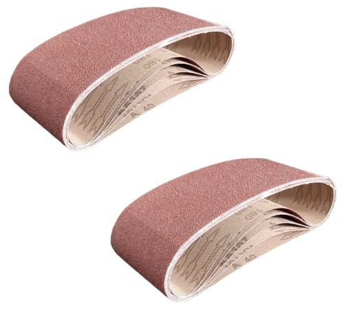 Lot de 10 bandes abrasives en tissu 100 x 610 mm pour ponceuse à bande Mix Grain K40/60/80/120/180