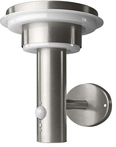 LEDVANCE Wandleuchte für Aussenanwendung | ENDURA STYLE | Solar Sensor WALL Double Circle | warmweiss | 6W | Edelstahl | mit Bewegungs- & Tageslichtsensor