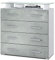 Vladon Sideboard Pavos V2, Kommode mit 4 Schubladen und Glasablage, Weiß matt/Beton Oxid Optik (76 x 81 x 35 cm)