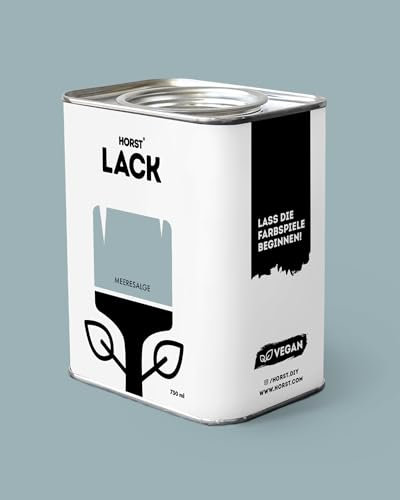 Horst Lack Meeresalge matt 0,75L - Wetterfester Möbel-Lack für Holz, Metall & Kunststoff - Hohe Deckkraft - Geruchsneutral- Spritz- & Tropffrei - Vegan - Blau