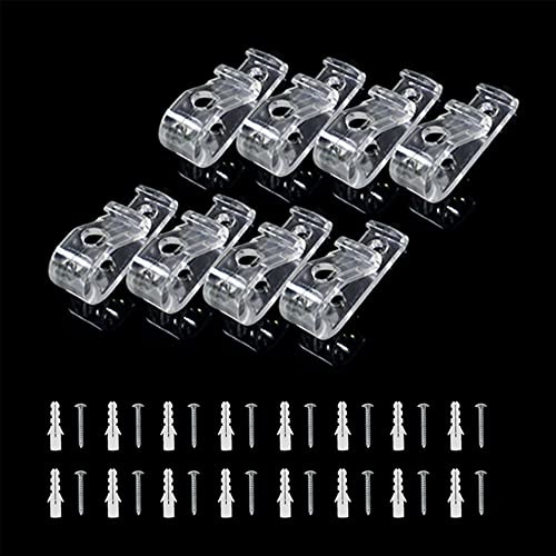 CENPEK 8 Stück transparente P-Clips, Haken, Rollo-Clips, Sicherheitskette, P-Clip-Haken für vertikale Raffrollos mit Schrauben und Kunststoff-Säulen