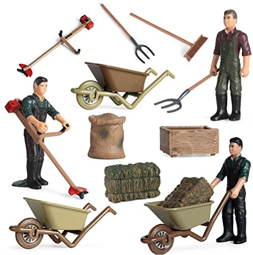 HUSHUI Tiere Spiele Spielzeug Kinder,Farmfutter Lebensmittelzubehör Set Bauernhof Werkzeuge Miniaturfiguren Simulation Szene Bauernhof Modell Mini Pädagogisches Spielset