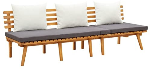vidaXL Akazienholz Massiv Tagesbett Höhenverstellbare Rückenlehne Sonnenliege Gartenbank Sitzbank Liege Holzbank Bank Gartenliege Gartenmöbel 200x65cm