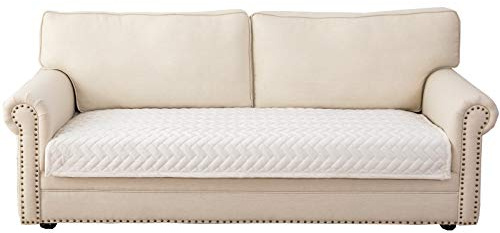 Eismodra Sofa Überzug,Sofabezug 3 Sitzer,Anti-Rutsch-Couch Überzug für L Form Sofaschoner Chaiselongue Ecksofa 2 Sitzer Schonbezüge Wohnzimmer Sessel Hunde Haustiere,Weiß,110x240cm(nur 1 Stück)