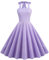 Wellwits Robe dos nu pour femme, style années 1950, style rockabilly, violet clair, 42/44