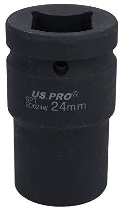 1 Drive 24mm Deep MM Impact Impacted Socket 6 Sided Single Hex