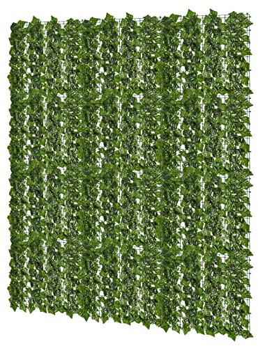 Jopassy Künstliche Efeu Süßkartoffelblatt Hecke Sichtschutz,Efeu Sichtschutz 100 * 300cm,Sichtschutzzaun,Efeublätter eignet Sich perfekt für Terrassenbereiche im Freien