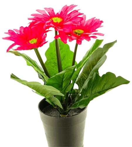 Künstliche Gerbera im Topf pink 20 x 30 cm Deko Pflanze Gerbera im Topf Kunstblume Kunstpflanze