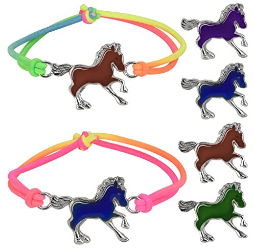 DealKits Einschulung Mädchen Geschenk, 2 Stück Pferde Armbänder Stimmungsarmband für Mädchen, Kinder Schmuck mit Pferd als Schulkind Geschenk Schultüte Füllung Glücksbringer