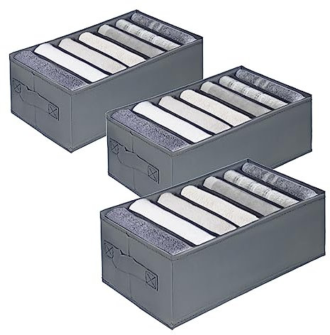 kiximay Kleiderschrank-Organizer 3 Stück, Schubladen-Organizer 7 Fächer, Ordnungssystem-Kleiderschrank faltbar, Organizer Schublade für Tshirts, Unterwäsche, Socken