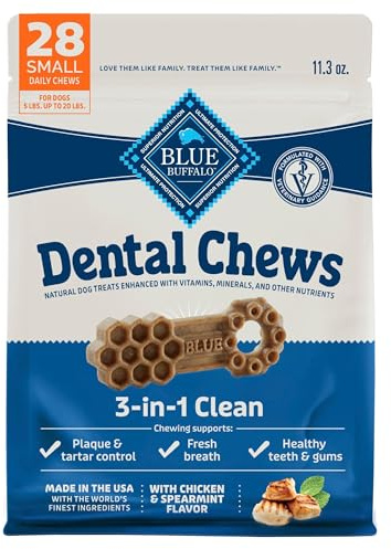 Blue Buffalo Dental Chews Small Natural Dog Treats, Chicken & Spearmint 11.3-oz Bag (28 Count)