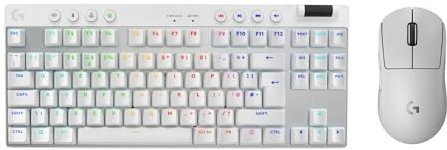 Logitech G PRO X TKL LIGHTSPEED Wireless Gaming Keyboard, Ultra Portable Tenkeyless Design + G PRO X SUPERLIGHT 2 LIGHTSPEED Wireless Gaming Mouse, PC & Mac, QWERTY UK English Layout, Whte