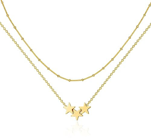 Jenosy Collana Stelle a Cinque Punte Pendente Donna Regalo Delicata a Più File Catena Collana da Donna Oro 18K Placcata Gioielli di Moda per Donne Ragazze