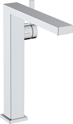 hansgrohe Tecturis E - Waschtischarmatur ohne Ablauf, energiesparend (CoolStart), Wasserhahn Bad mit Auslauf Höhe 243 mm, Mischbatterie Waschbecken wassersparend (EcoSmart+), Chrom, 73072000