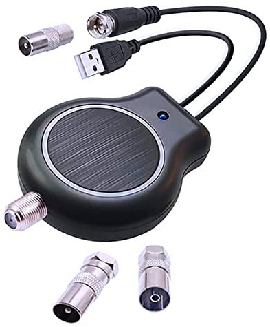 Giyofom Amplificateur de Signal Numérique HDTV Extérieur ou Intérieur Amplificateur de Signal D'Antenne TV HD FM DVB Alimenté par USB 32DBI