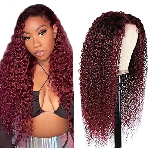 Hxxcoup Lace Perücke Echthaar Perücke für Damen 4x1 Lace Frontal Perücken Human Hair Wig Water Wave Wig 30 Inch Wig Perücken Lange Rote Haare Perücken Pre Plucked Glueless Wig 30 Zoll