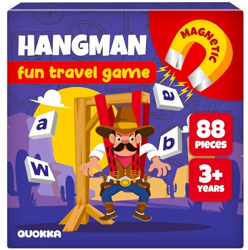 Quokka Magnet Magnetisches Hangman Spiel - Reisespielzeug für Kinder ab 3 - Gesellschaftsspiele ab 8 Jahre - Spiele für Autofahrt Kinder - Lernspiele ab 6 Jahre - Geschenke für Jungen und Mädchen
