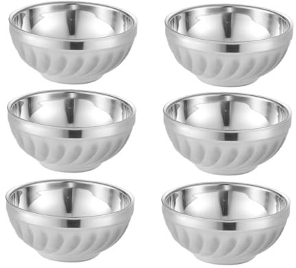 Zerodeko 6 Pz Ciotola zuppa di Metallo zuppiera in Acciaio Ciotole di Ramen Ciotole di Metallo Coreano Ciotole termoisolanti Ciotole in Acciaio Inossidabile Addensare terrina portavivande