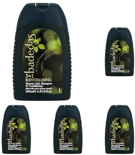 Badedas 3 in 1 Revitalising bath product enriched with natural moisturisers Shower Gel, Shampoo and Conditioner for a luxurious shower experience 200 ml (Pack of 5)