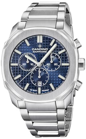Candino Swiss Herrenuhr Analog aus Edelstahl 316l | Quarzwerk, Chronograph, Kalender, Widerstandsfähiges Saphirglas, Wasserdicht 10 ATM C4746/2 Icon