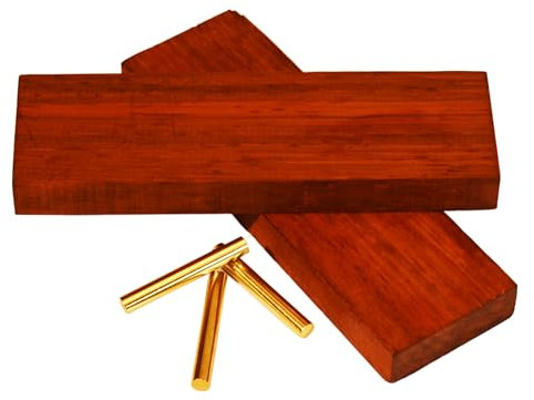 YVZOTCK Lot de 6 couteaux en bois de poirier rouge, 2 poignées (12,7 x 4 x 1,8 cm), 3 broches en laiton (3,5 x 0,6 cm), 6 pièces