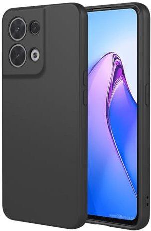 SEAHAI Hülle für Oppo Reno 8 5G (Reno8 5G), Ultra Dünn Weich Liquid Silikon Stoßfeste Handyhülle mit Fallschutz Airbag-Design, Stilvoll Matt Seidig TPU Schutzhülle - Schwarz