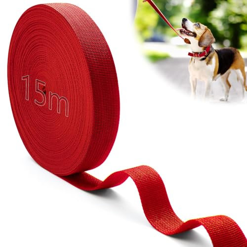 Mbsomnus 15M Gurtband Polypropylen Gurtband 25 mm Rot Gurtband Baumwolle Taschengurt Gurtbänder Wasserresistent Nylonband für Schneiden Nähen DIY Gepäckgurten Rucksack Hundeleinen Handtaschen