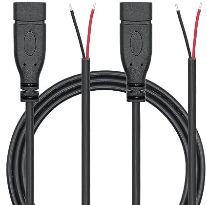 Riertostng 2Pcs USB C to 2 Pin Bare Wire Open End Wire, 1M/3FT USB Type C Female Plug Pigtail Power Cable 22AWG 5V/3A, for USB C Equipment Installed or Replacement Repair DIY Cable