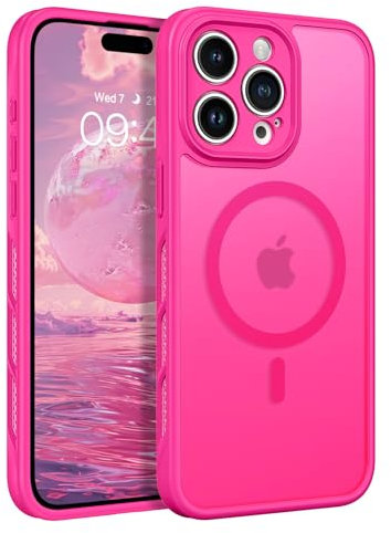 BENTOBEN Magnetic Case for iPhone 15 Pro Max [Compatible with MagSafe], Full Camera Protection Translucent Matte Back Heat Dissipation Full Protection Shockproof Cover for iPhone 15 Pro Max, Hot Pink