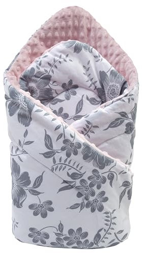 Medi Partners Einschlagdecke Steckkissen Minky 100% Baumwolle 75x75cm Babyhörnchen doppelseitig weich ganzjährig multifunktional antiallergisch Babys (Berry mit rosa Minky)