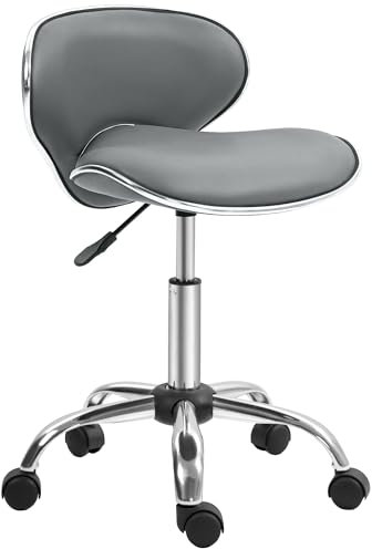 HOMCOM Adjustable Rolling Swivel Beauty Salon Chair, Stool for Spa, Technician - Grey