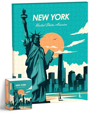 PieceRelax Puzzle Wandbild – Studio Inception - Days in New York - Statue of Liberty | 366 Teile | DIY-Puzzle zum Aufhängen | Wanddeko für Zuhause & Büro [HN1403]