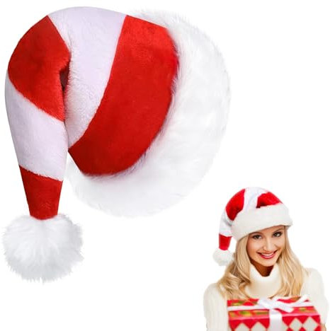 Roontin Weihnachtsmannmütze Rot Weihnachtsmützen Große Größe für Erwachsene Männer Frauen Verdickte Warme Nikolausmützen für Weihnachtsfeier