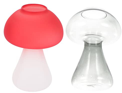 ABOOFAN 2 Pièces Vase Aux Champignons Décor De Champignons Planteur De Champignons Vase Champignon Clair Jardinière Hydroponique Vases à Fleurs Vases à Champignons pour Fleurs Un Verre