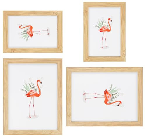 QMLING 4er Set Bilderrahmen 10x15 cm 15x20 cm, Bilderrahmen Holz mit Acrylglas und Rückwand, Kleine Fotorahmen zum Aufhängen Aufstellen, Picture Frame für Wohnzimmer Schlafzimmer