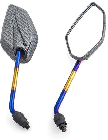 Motorrad Spiegel FÜR Klx 250 FÜR Fz 25 FÜR Cf X8 FÜR Jawa 50 FÜR 125 FÜR Nmax 10mm Motorrad Rückspiegel Carbon Roller Moto Seite Spiegel Moto Motorrad Rückspiege(2)